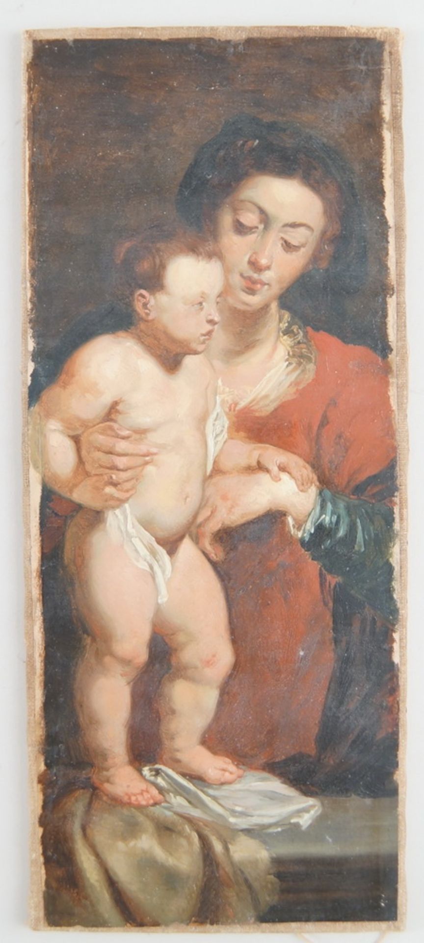 Madonna mit dem Jesuskind, nach dem Modell des Triptychon Jan Michielsen von Antoon vanDyck, Öl - Bild 3 aus 10