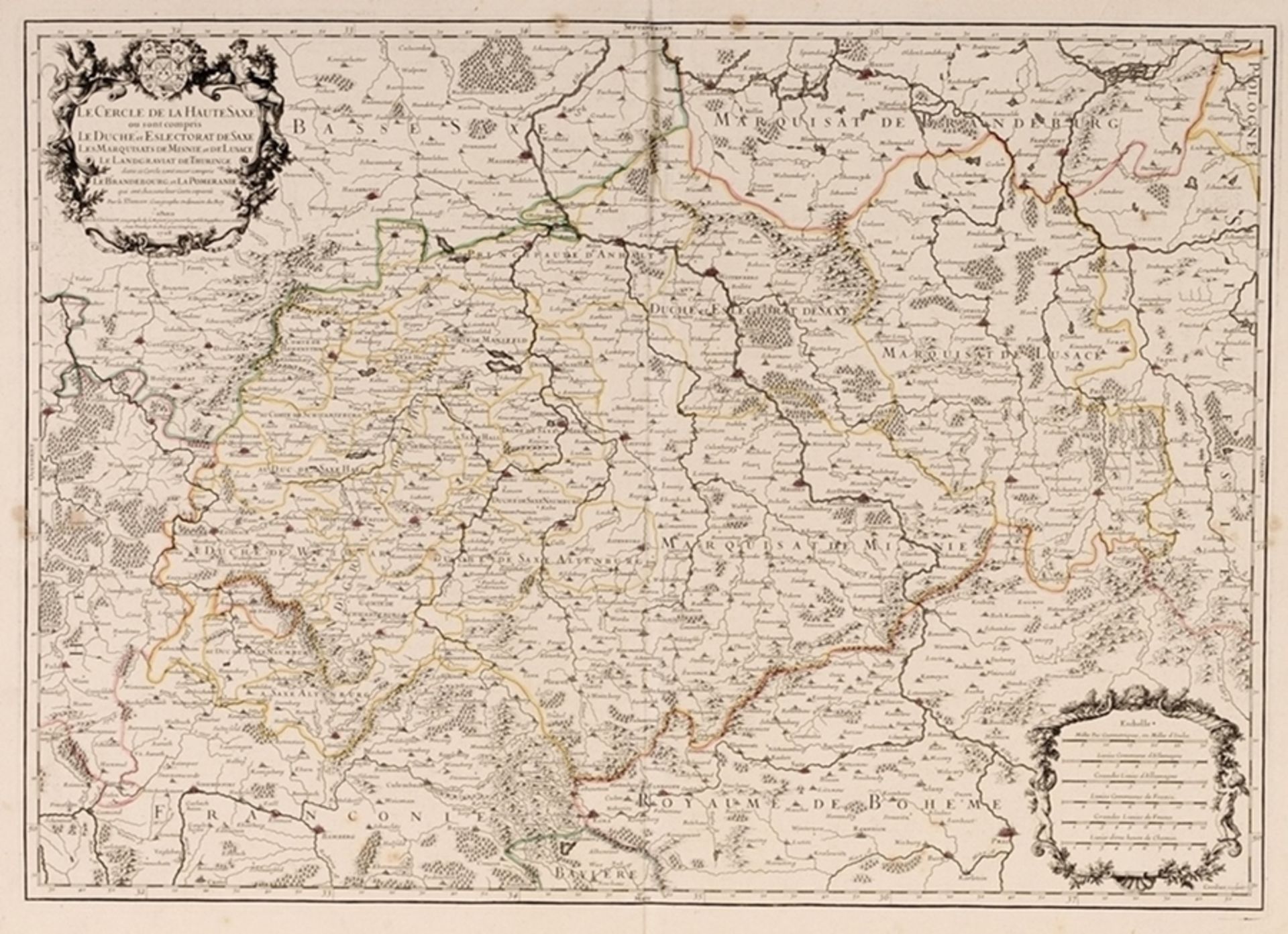 Historische Karte Sachsen, Thüringen, Ober- und Niederlausitz