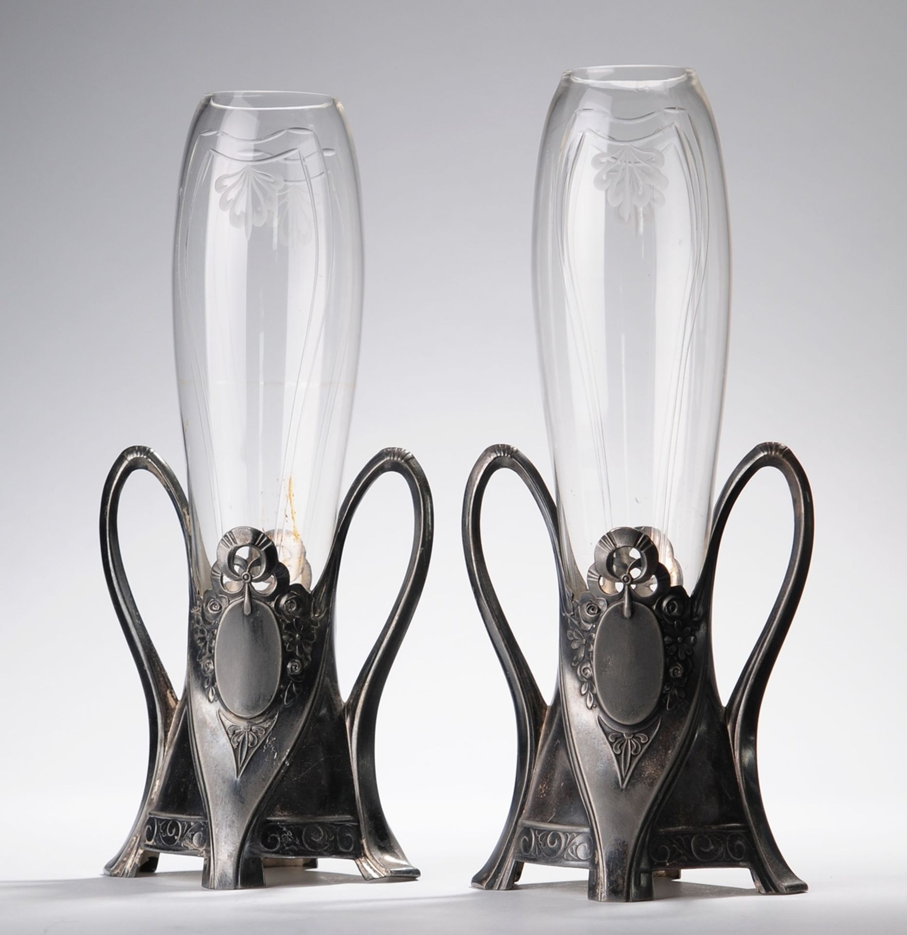 Paar Jugendstil-Vasen mit Metallmontur