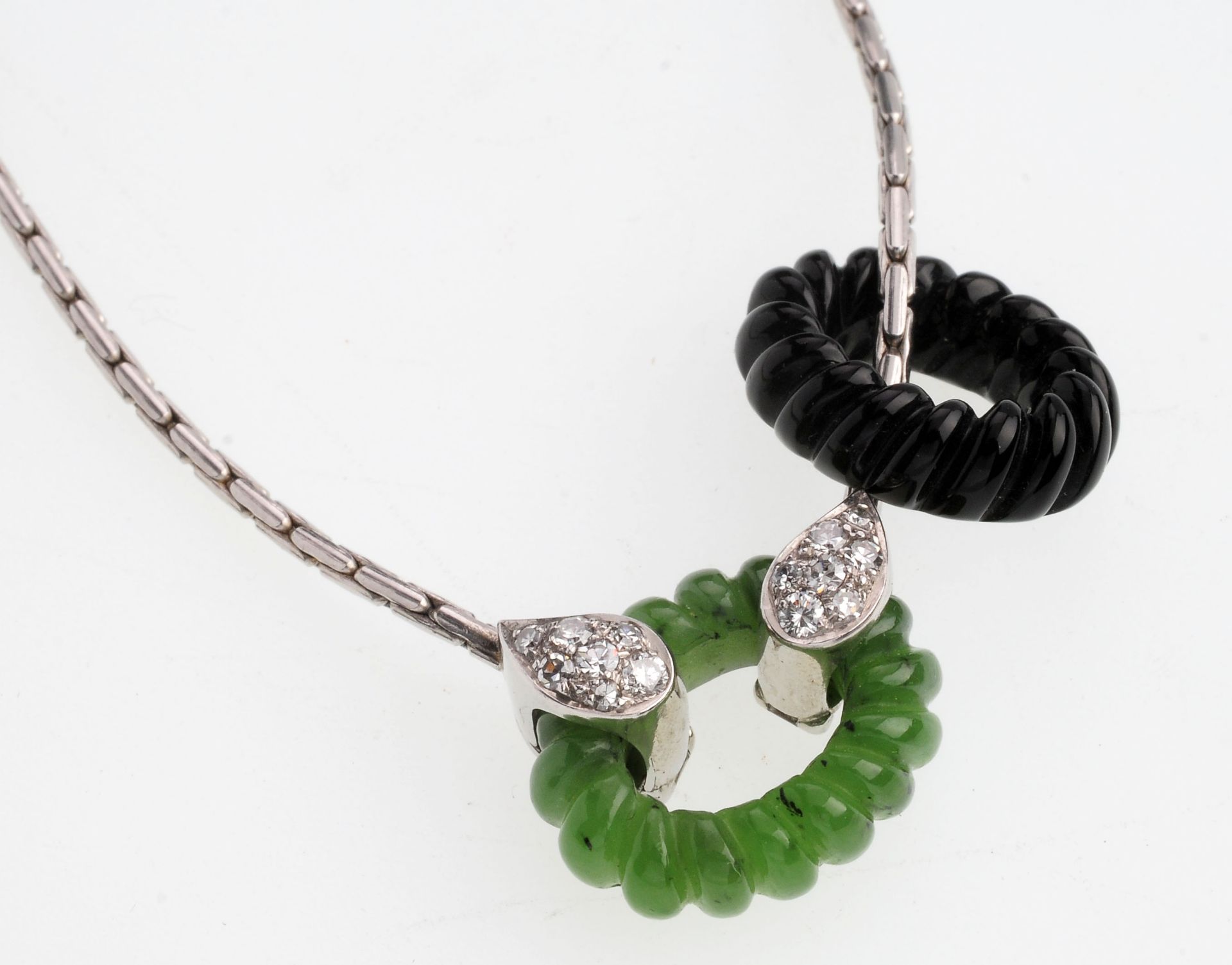 Jade/ Onyx-Brillant-Wechselcollier