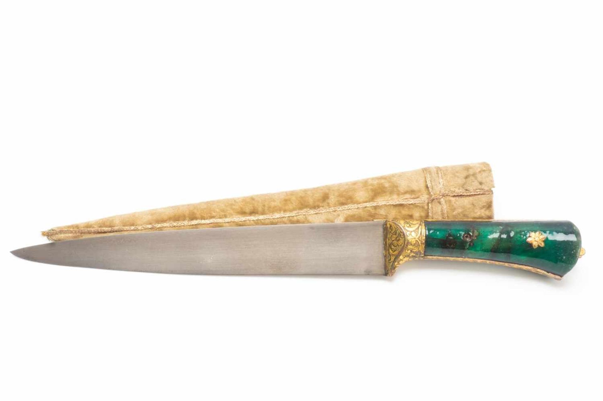 Ornate Indian dagger, pesh-kabz with scabbard