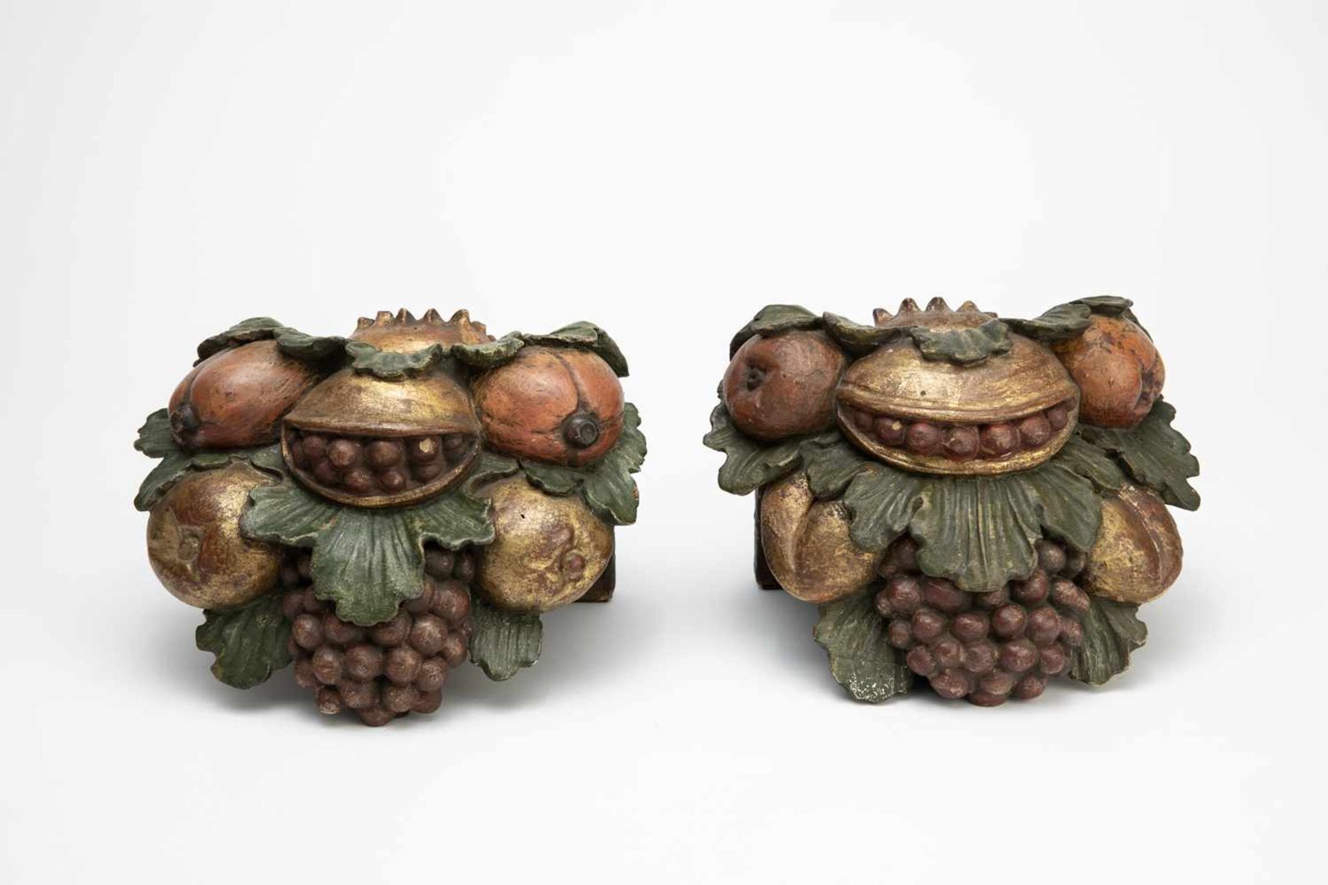 Pair of carved wall consoles "Pomegranate"