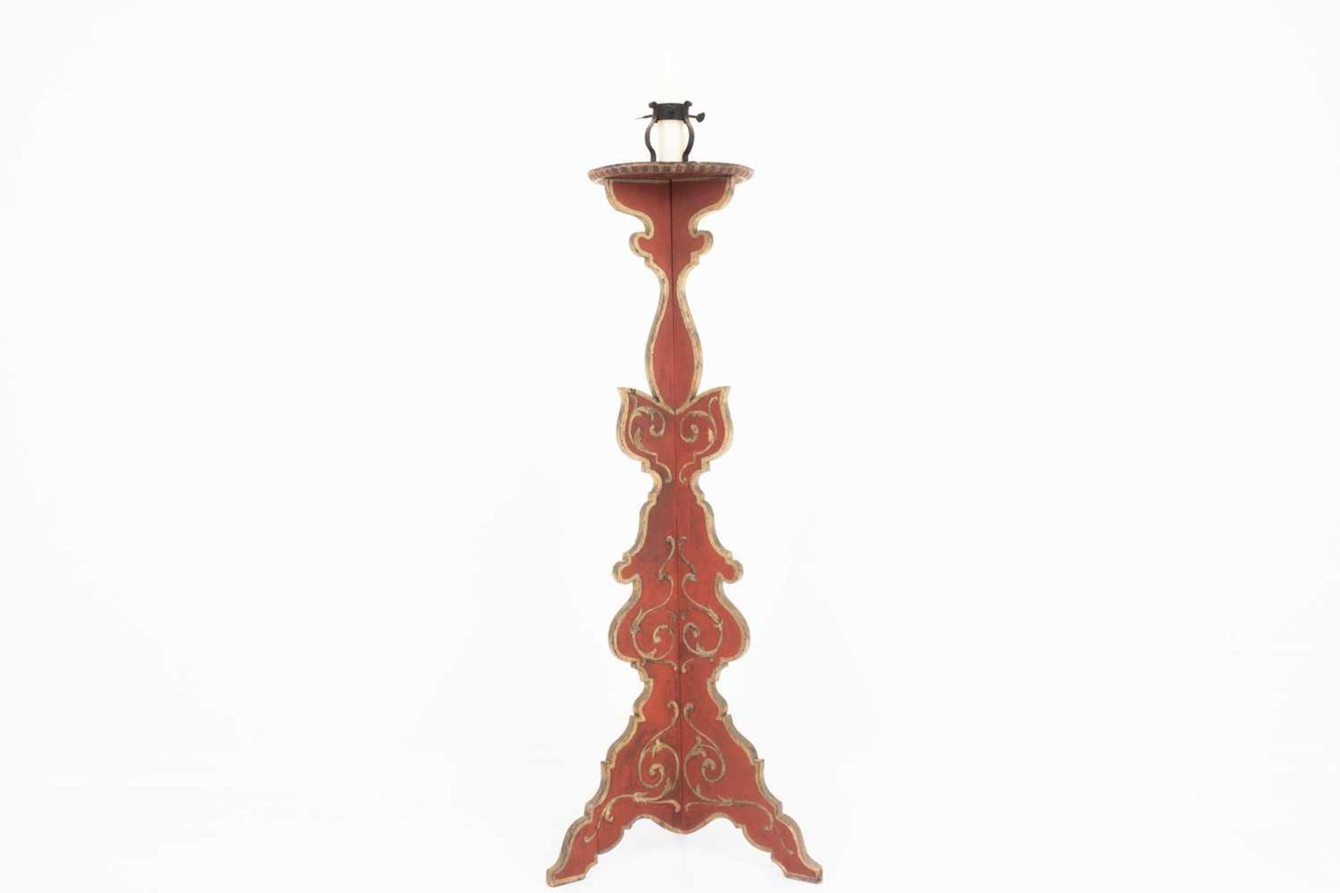 Large cased wooden candleholder