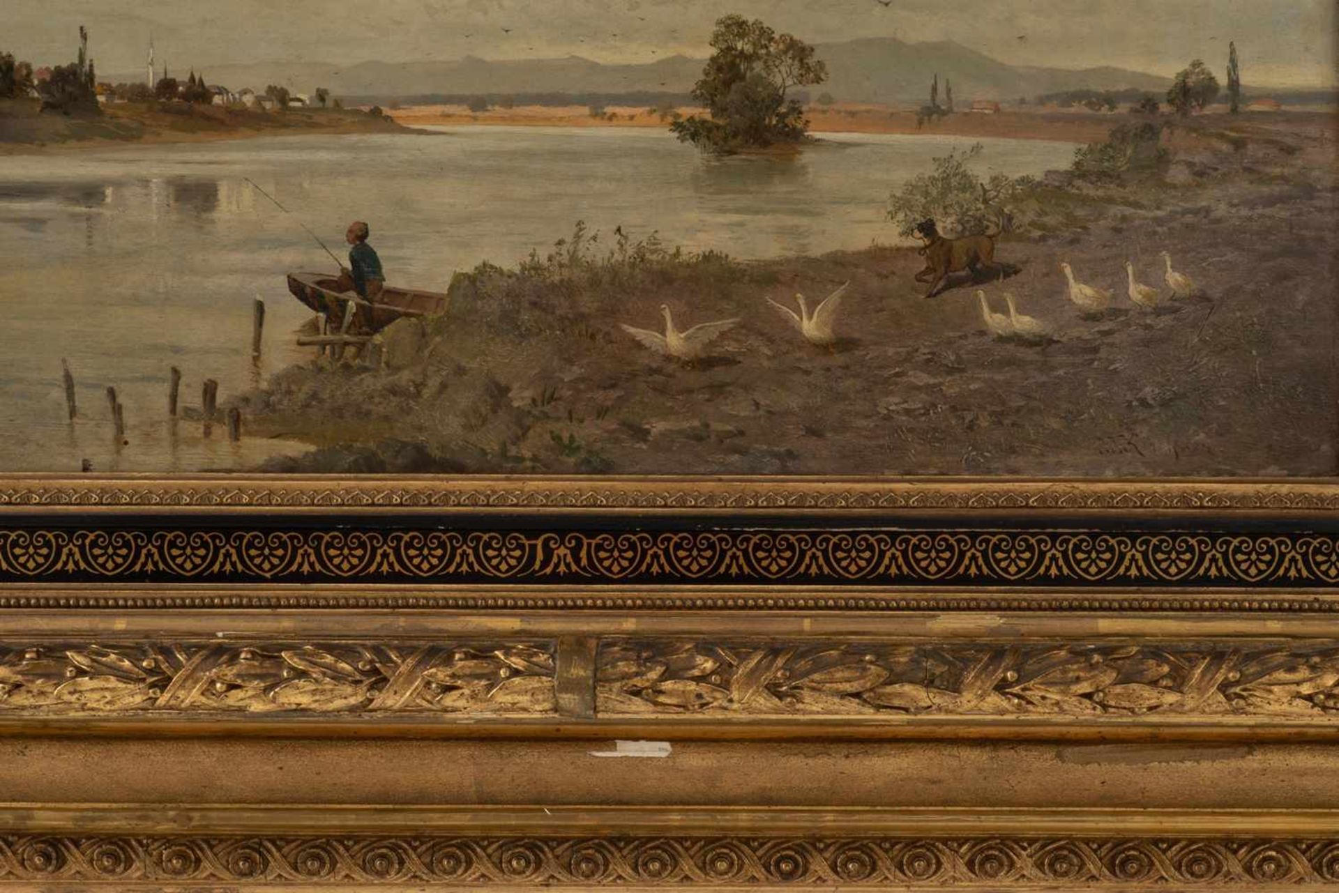 Landscape painting in ornate frame - Bild 3 aus 6