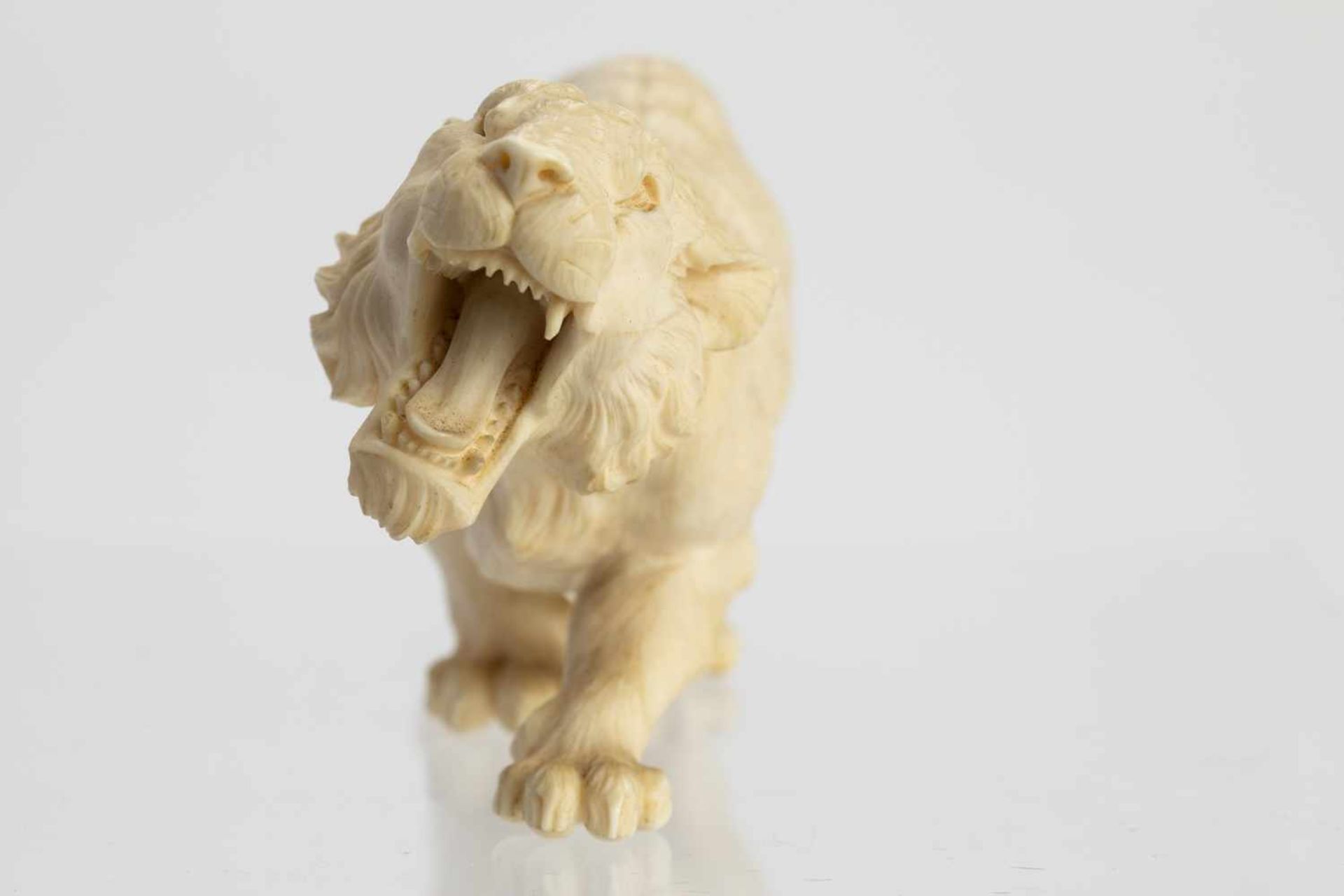 Pair of finely carved ivory lions - Bild 8 aus 8