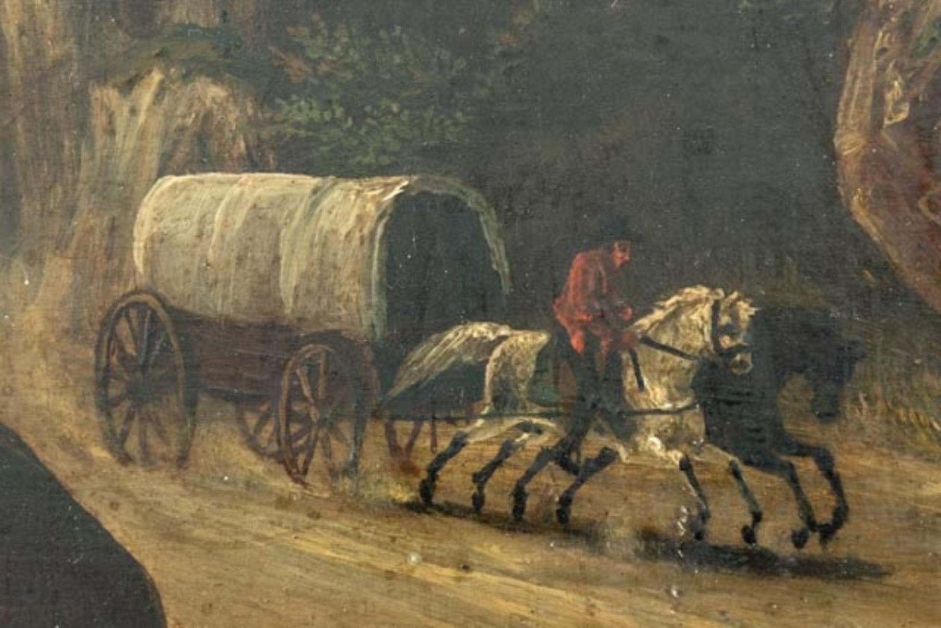 Gemälde "Reiter mit Planwagen im Sturm" - Image 2 of 9