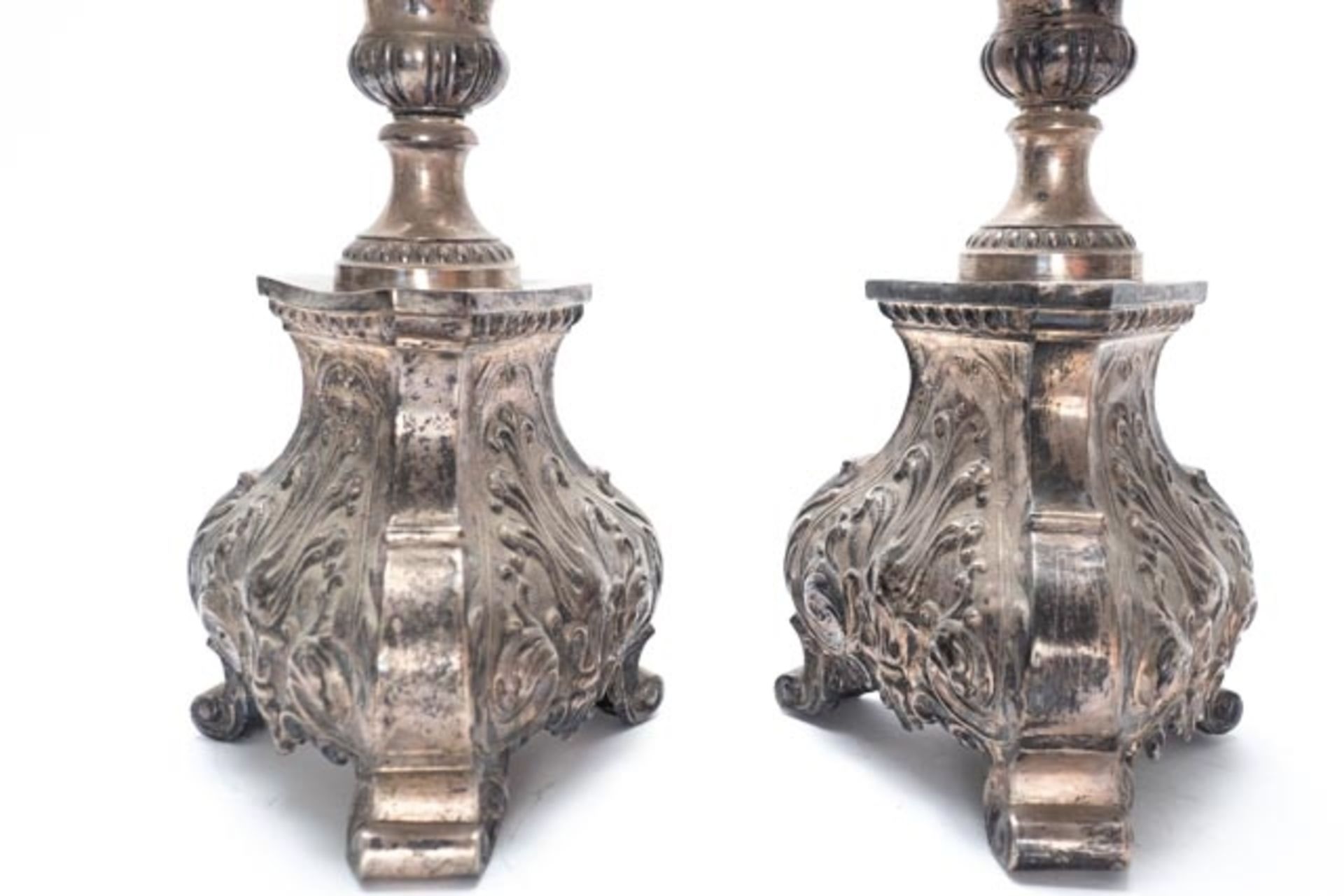 Paar barocke Silber-/ Altarleuchter - Bild 8 aus 9