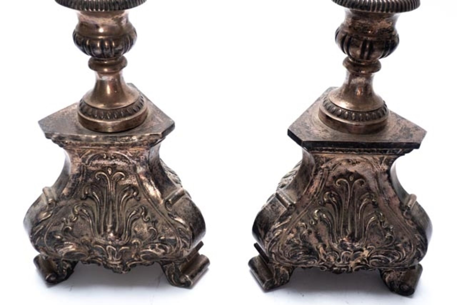 Paar barocke Silber-/ Altarleuchter - Bild 6 aus 9