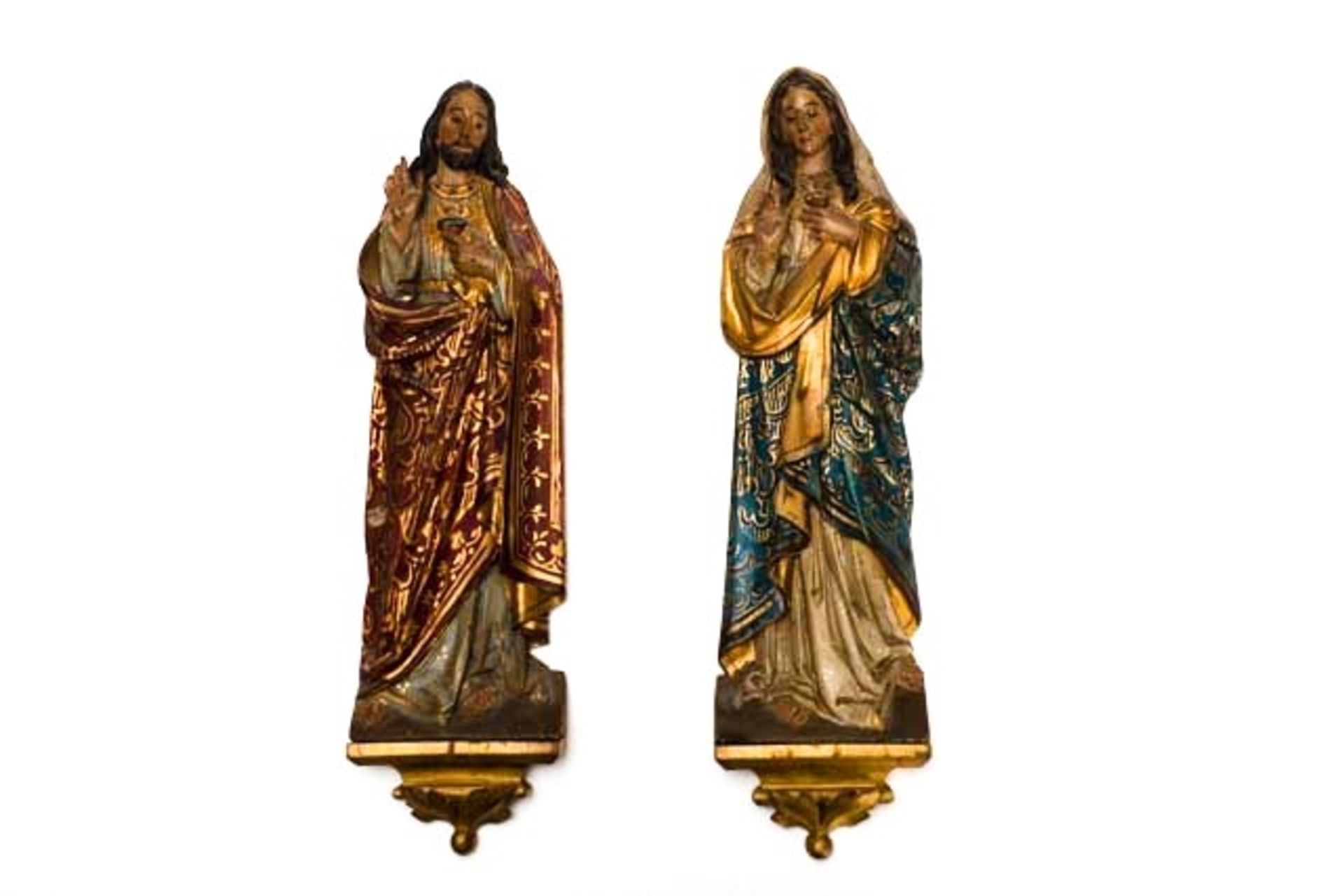 Paar neogotische Relieffiguren