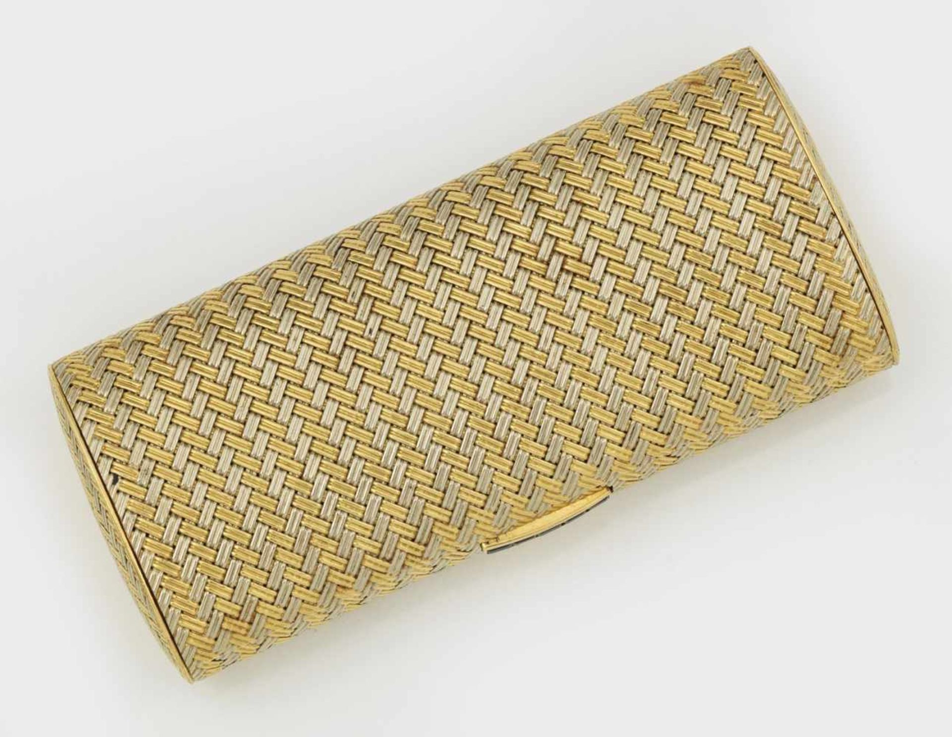 Zigaretten-Etui à Deux-Couleur aus den 60er JahrenGelb- und Weißgold, gest. 750. Leicht bombierter