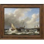 Johannes Christiaan Schotel(1787 Dordrecht - 1838 ebenda)Segelschiffe in stürmischer See vor der