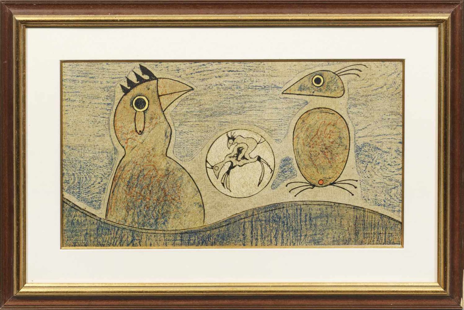 Max Ernst(1891 Brühl - 1976 Paris)"Les oiseaux"/"Deux oiseaux" (Die Vögel/Zwei Vögel).