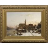 Johannes Bartholomäus Duntze(1823 Rablinghausen - 1895 Düsseldorf)Winterliche Flusslandschaft mit