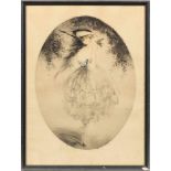 Louis Icart(1888 Toulouse - 1950 Paris)Kokette junge Dame mit kleinem VogelHandcolorierte Kaltnadel-