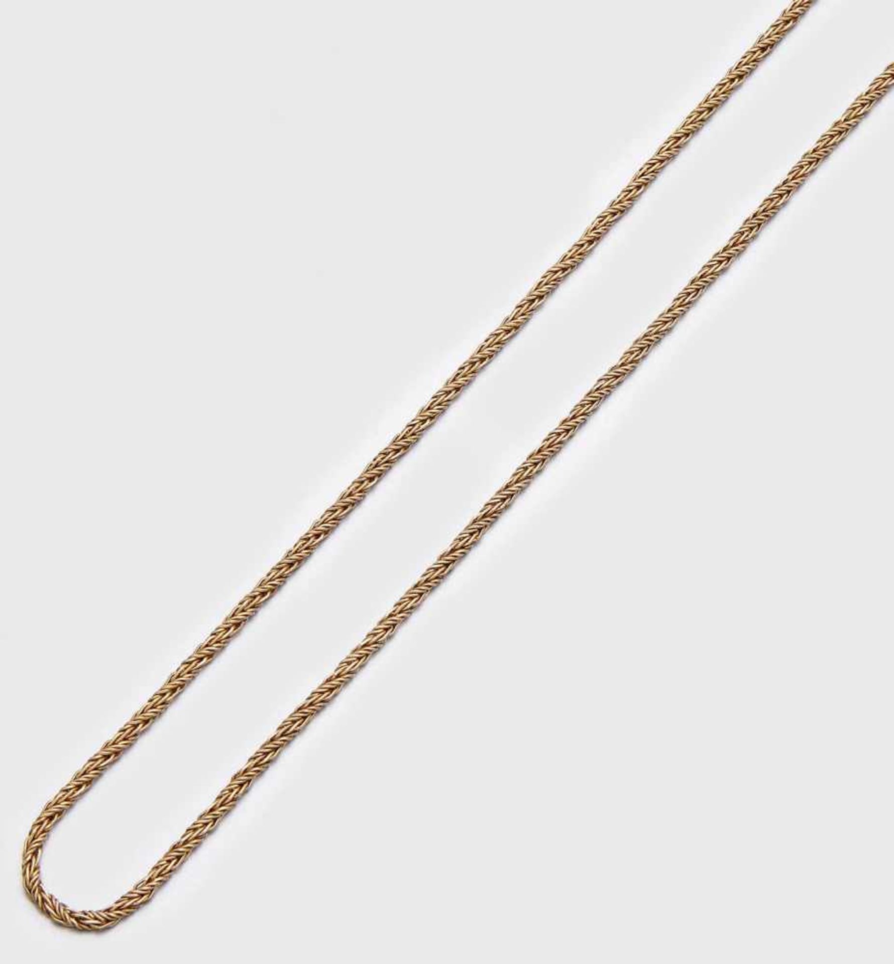 KordelketteGelbgold. 18 ct. Einreihige, sehr fein gegliederte Kette. Gew. ca. 23,22 g.A necklace