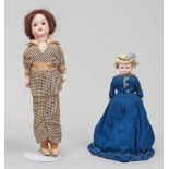 Seltene kleine "Bonnet Doll"und Modepuppe von Schoenau & Hofmeistersog. Pumpkin-Head Doll.