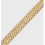 Cocktail-Armband aus den 60er JahrenGelbgold, gest. 750. Breite Bandform aus rechteckigen,