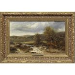 Adam Barland(1843 London - 1916 ebenda)Englische Landschaft mit Angler und Kühen an einem BachÖl/