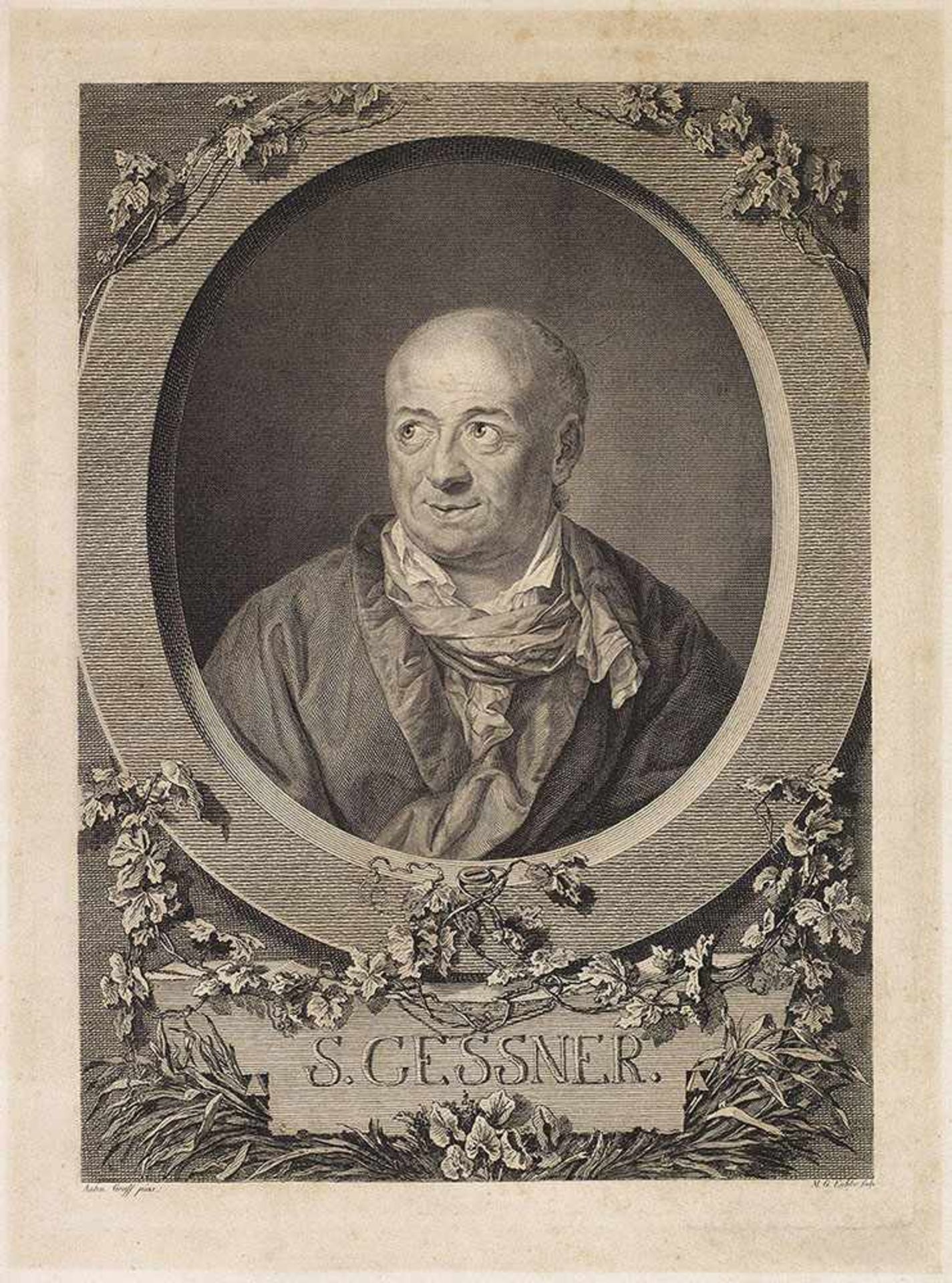 Anton Graff(1736 Winterthur - 1813 Dresden)Porträt von Salomon GessnerKupferstich und Radierung/