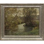 Ferdinand Zix(1864 Saarbrücken - 1942 Stuttgart)Impressionistische Landschaft mit BachlaufÖl/Lwd.;