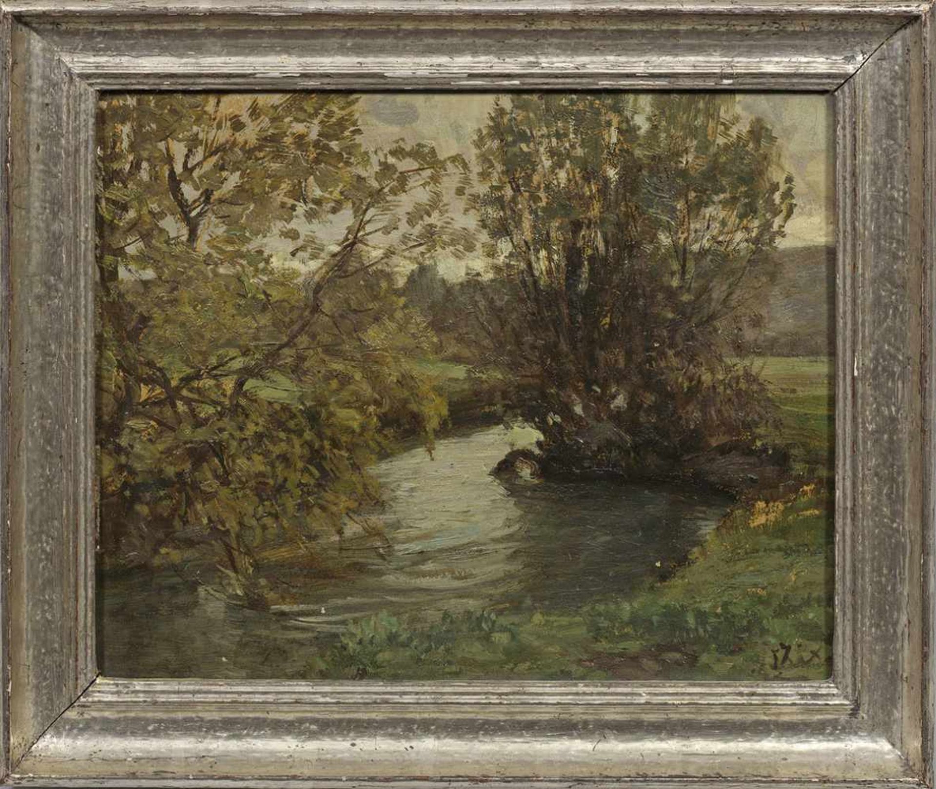 Ferdinand Zix(1864 Saarbrücken - 1942 Stuttgart)Impressionistische Landschaft mit BachlaufÖl/Lwd.;