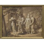 Vincenz Kininger(1767 Regensburg - 1851 Wien)Dramatische Familienszene im GebirgeLavierte Tusche (