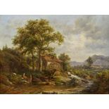Philipp Janz(1813 Mainz - 1885 ebenda)Landschaft mit Wassermühle und rastenden HirtenÖl/