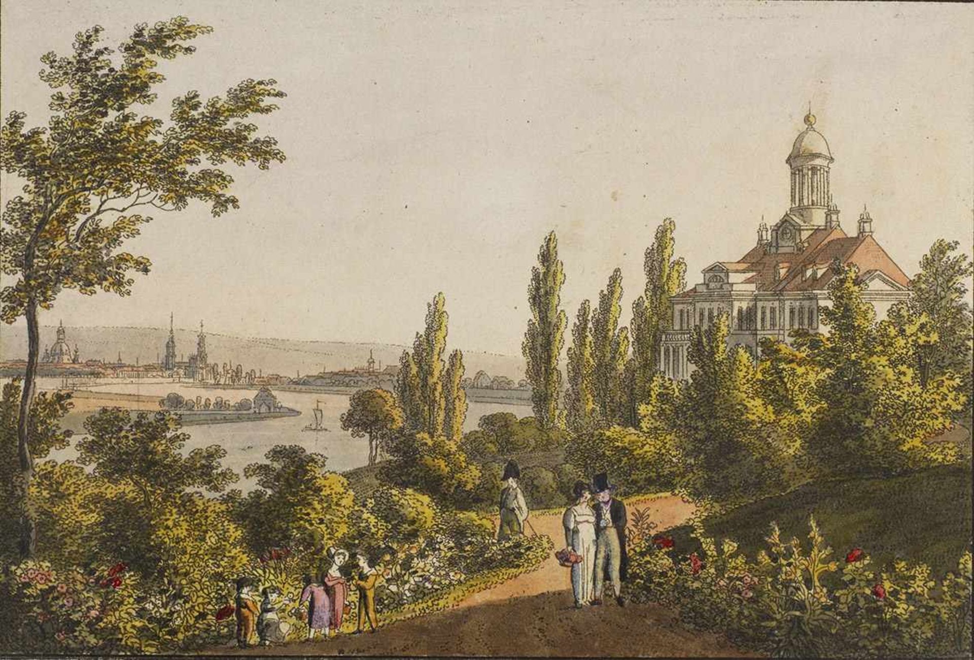 Johann Carl August Richter(1785 Dresden - 1853 ebenda)"Berg-Palais des verst. Lord Findlater von der