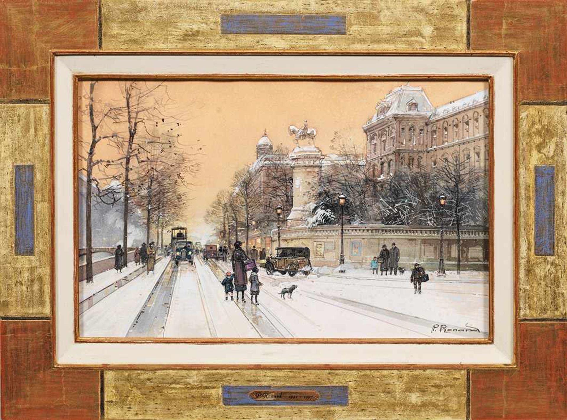 Paul Renard(1941 - 1997. Französischer Landschafts- und Vedutenmaler)Winterabend in ParisBlick auf