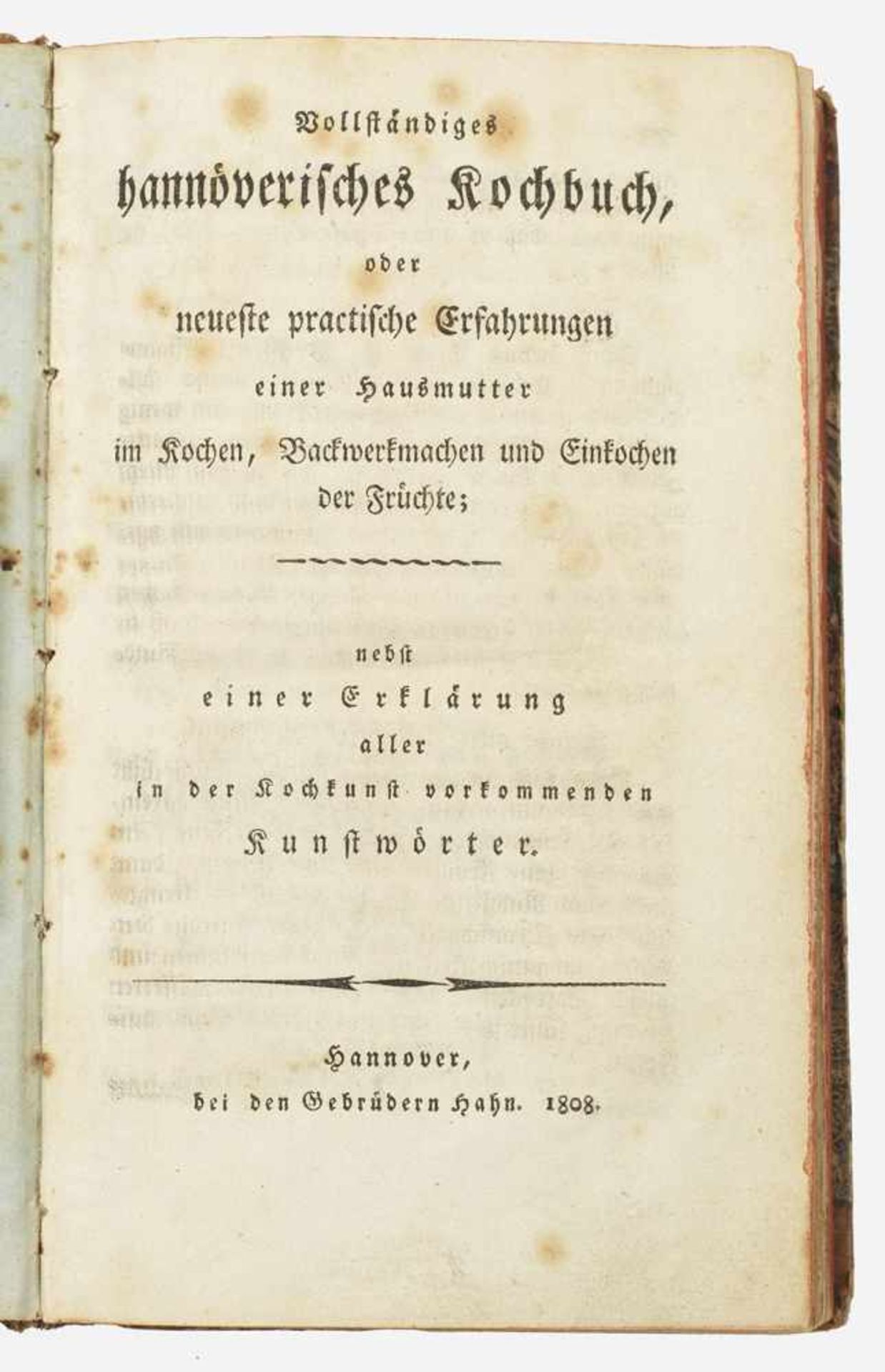 "Vollständiges hannoverisches Kochbuch". Originaltitel"oder neueste practische Erfahrungen einer