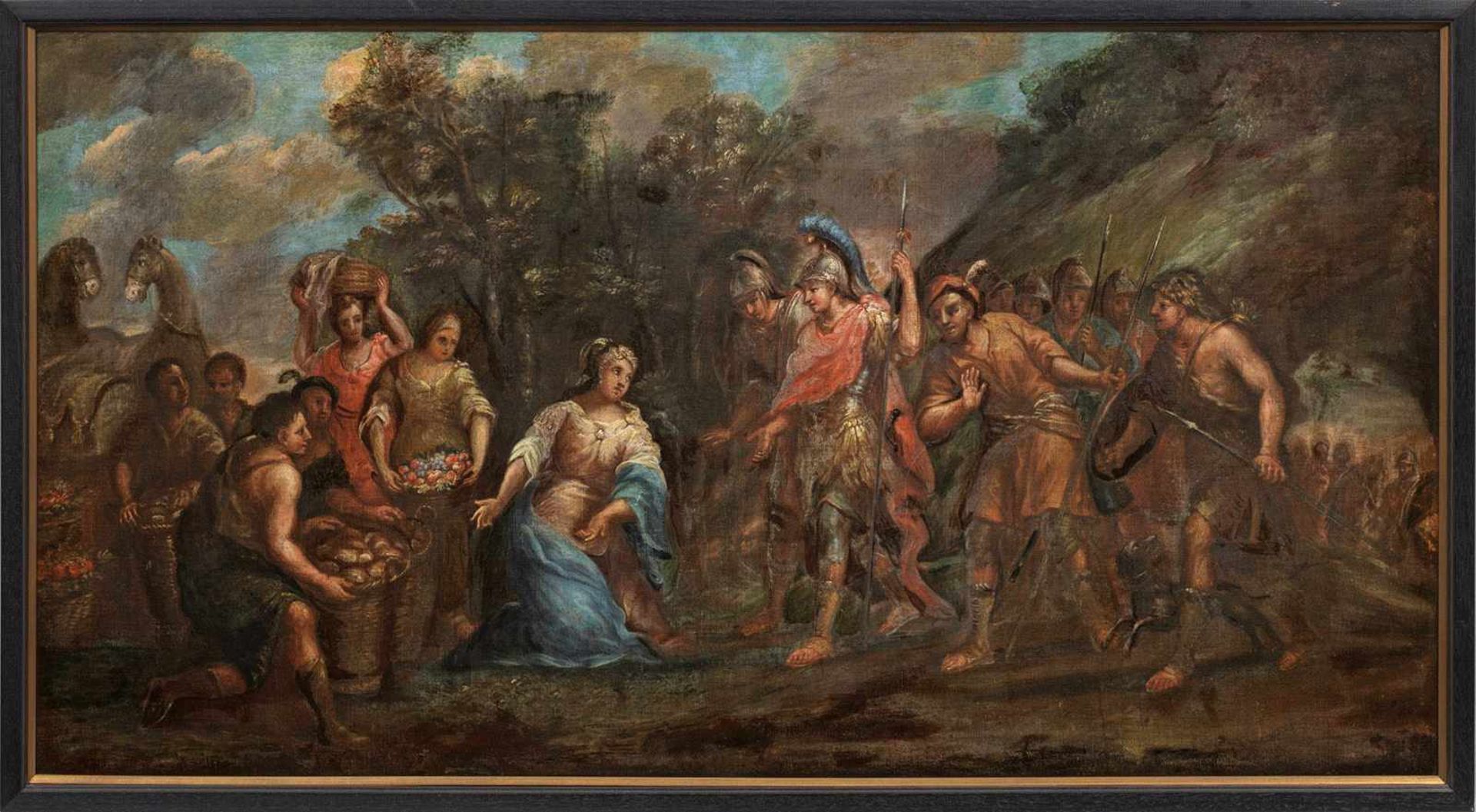 Anonymer Maler des Barock(Tätig 17./18. Jh.)Großes Supraporte-Gemälde mit Abigail vor König