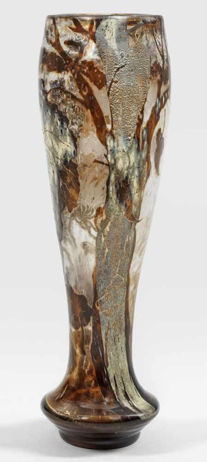 Bedeutende Gallé-Vase mit Gedichtzeile von Paul VerlaineSog. "Vase parlant". Keulenform auf