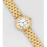 Cartier-Herrenarmbanduhr"Panthère Vendôme"Gelbgold, gest. 750. Rundes profiliertes Uhrengehäuse