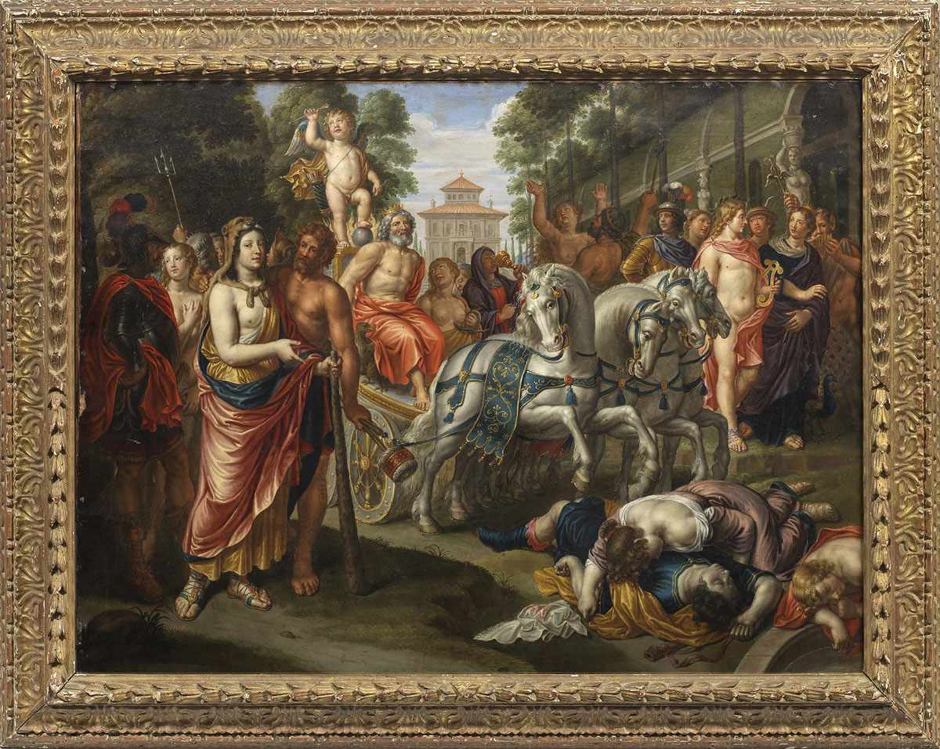 Peter van Lint(1609 Antwerpen - 1690 ebenda)Triumph von Jupiter und CupidoVielfigurige, szenische,