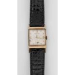 LeCoultre-Herrenarmbanduhr aus den 40er JahrenGelbgold, gest. 10 ct.; Tankförmiges Uhrengehäuse,