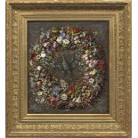 Ernst Sager(1788 Berlin - 1840 ebenda)Blumenkranz mit Strelitzienblüte, Preußen-Adler und