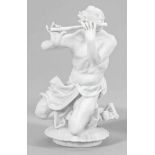 Querflötenspieler aus der "Sizilianischen Hirtenkapelle"Weißporzellan. Auf ovalem, muschelförmig