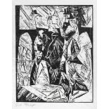 Lyonel Feininger(1871 New York - 1956 New York)"Spaziergänger". OriginaltitelHolzschnitt/Japan,