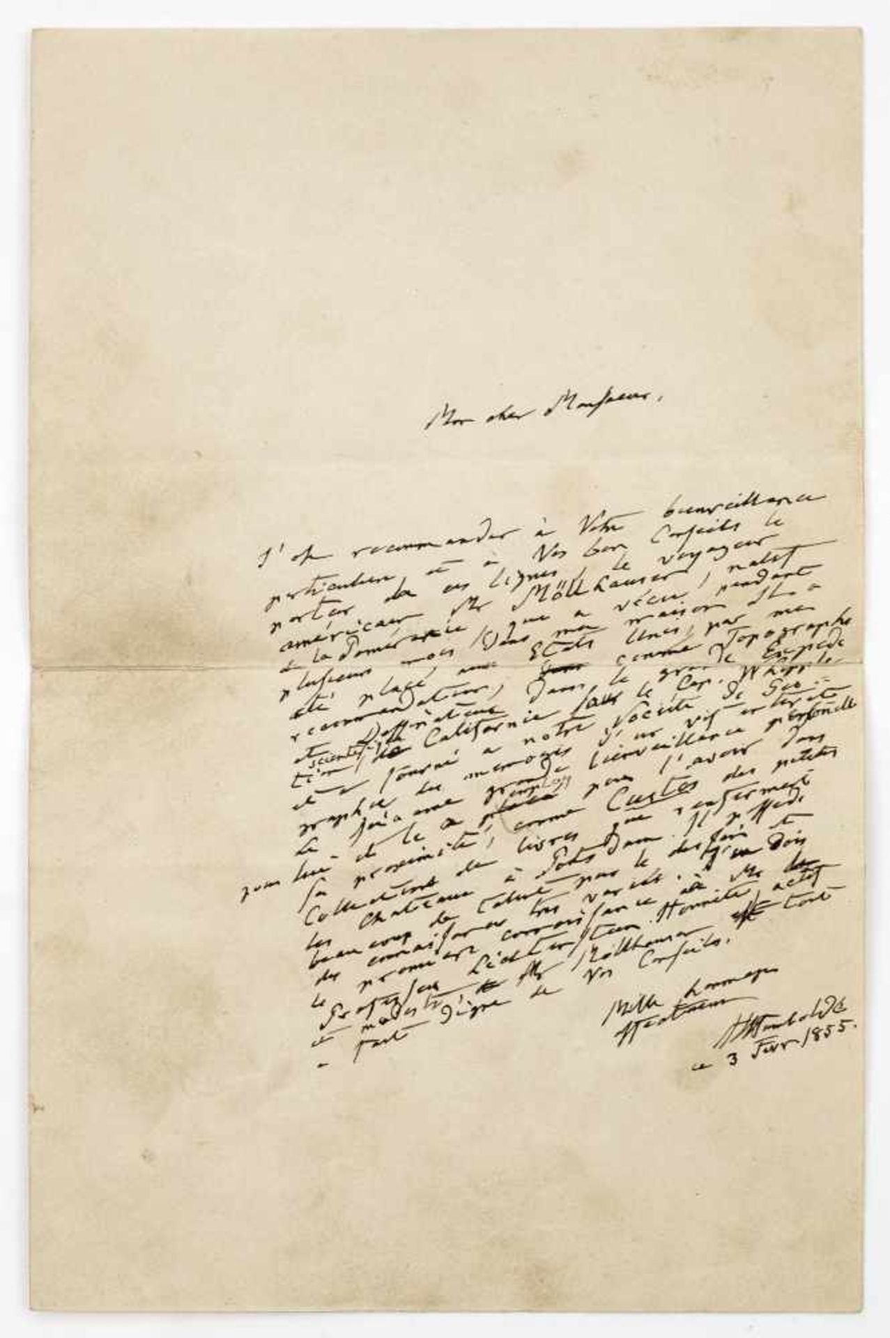 Brief von Alexander von Humboldt (1769 - 1859)Brief von Alexander von Humboldt (1769 - 1