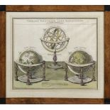 Kupferstich mit Globen und ArmillarsphäreKupferstich mit Globen und Armillarsphäre