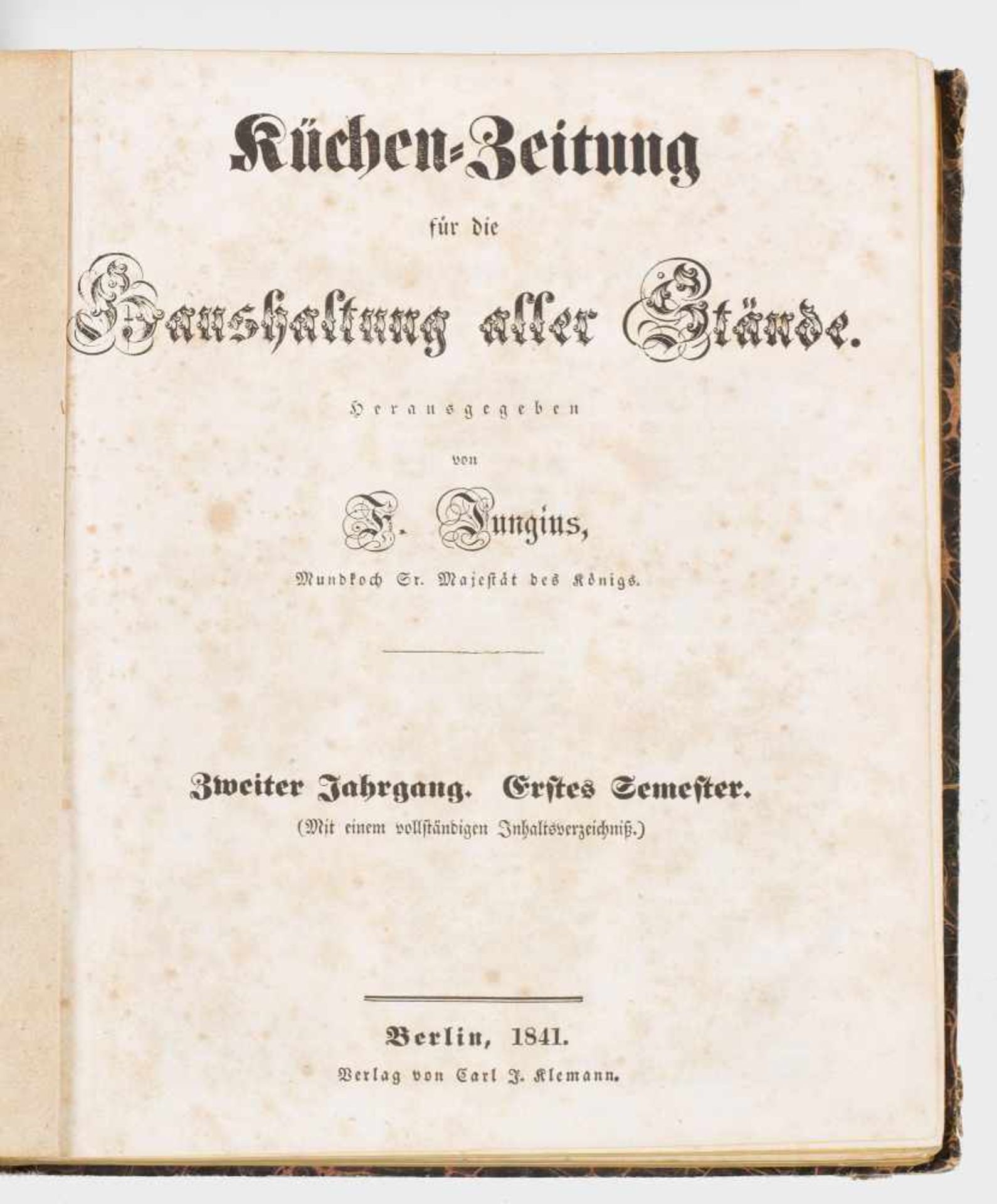 L. F. Jungius (Hrsg.): "Küchen-Zeitung für die HaushaltungL. F. Jungius (Hrsg.): "Küc