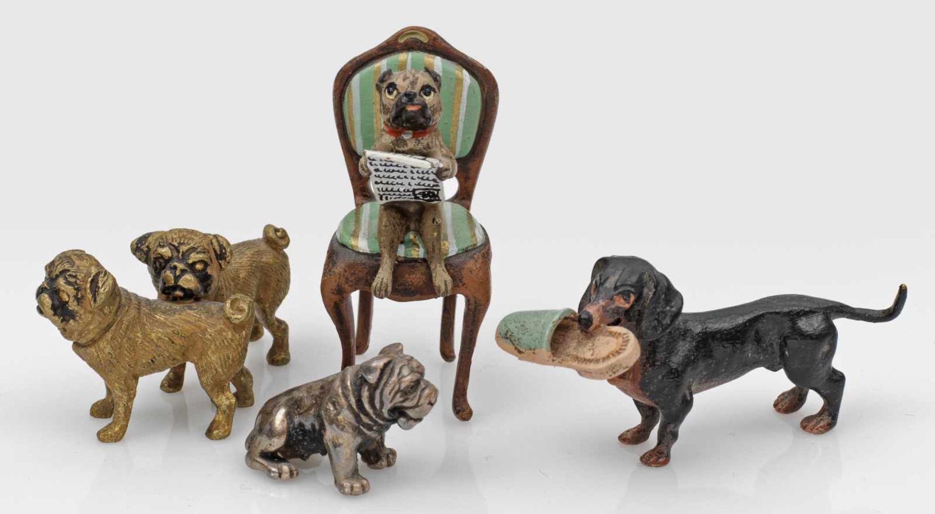 Vier Wiener HundefigurenVier Wiener Hundefiguren Bronze bzw. Silber, größtent