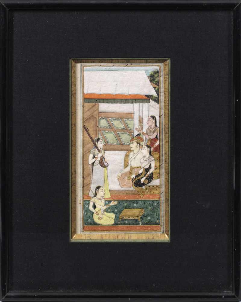 Indische MiniaturmalereiIndische Miniaturmalerei Gouachemalerei mit Gold auf Pe