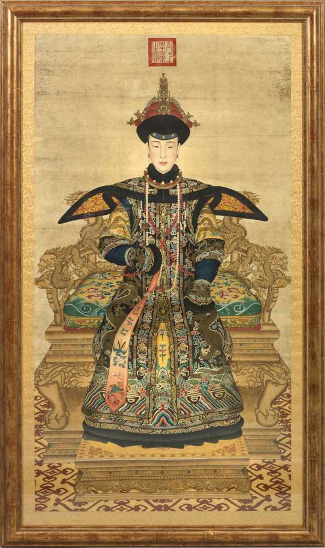 Paar große Porträts des chinesischen KaiserpaaresPaar große Porträts des chinesische - Image 2 of 2