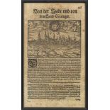 Textblatt mit früher Göttingen-Ansicht in der RenaissanceTextblatt mit früher Göttin