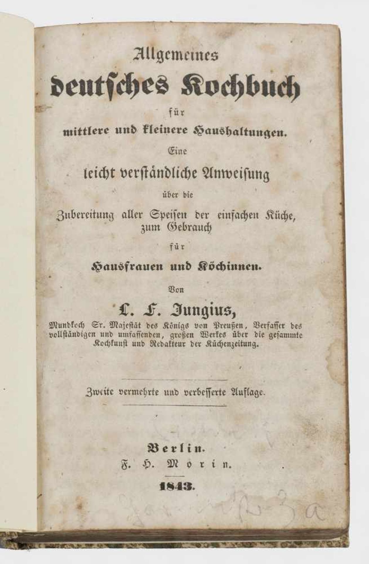 L. F. Jungius: "Allgemeines Deutsches KochbuchL. F. Jungius: "Allgemeines Deutsches Koch