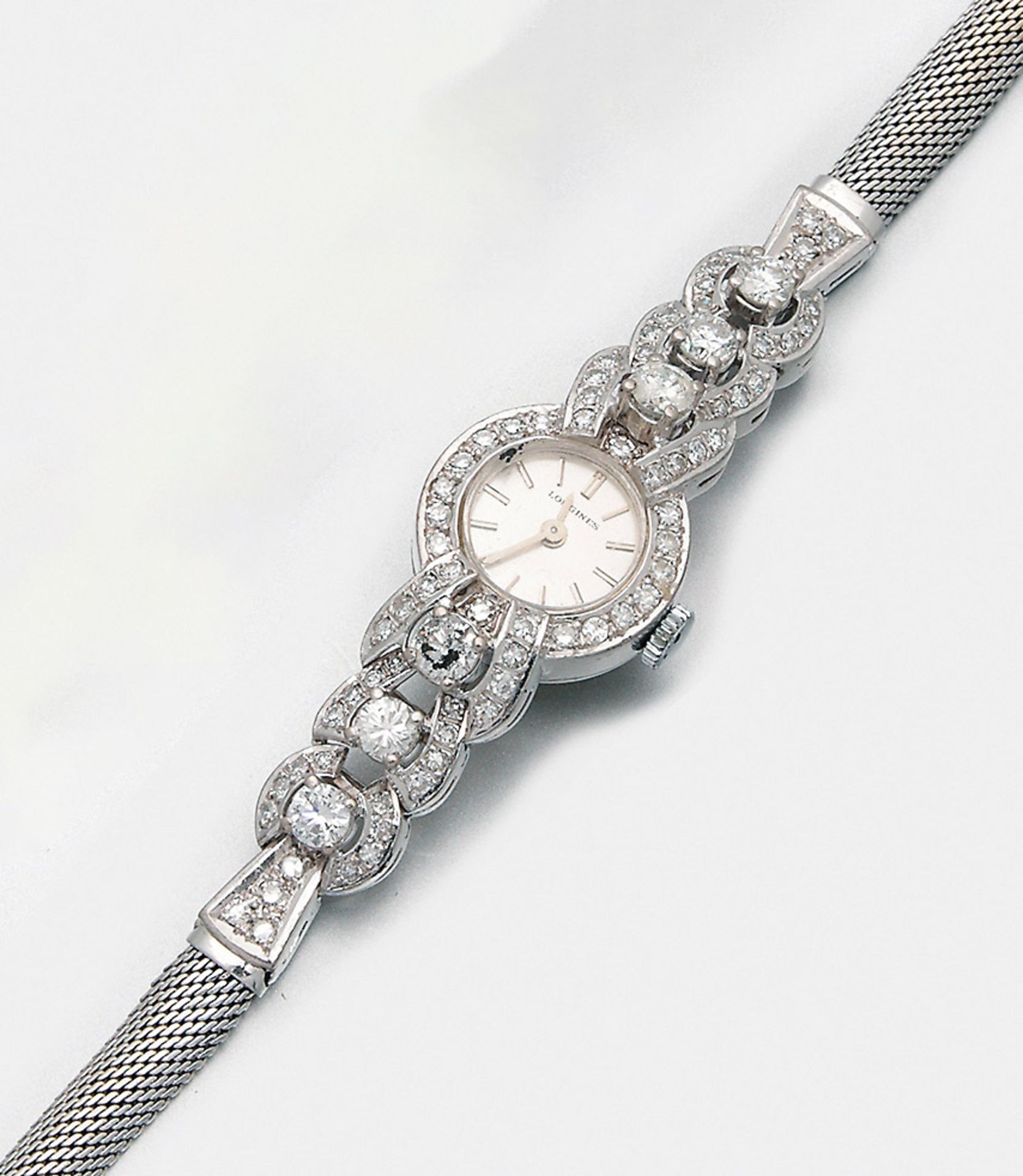 Elegante Damenarmbanduhr von Longines mit Brillanten