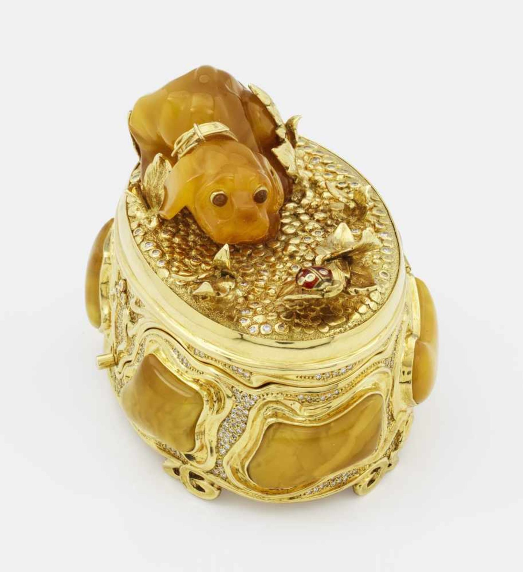 Meisterstück einer Golddose mit figuraler Bekrönung - Bild 2 aus 2