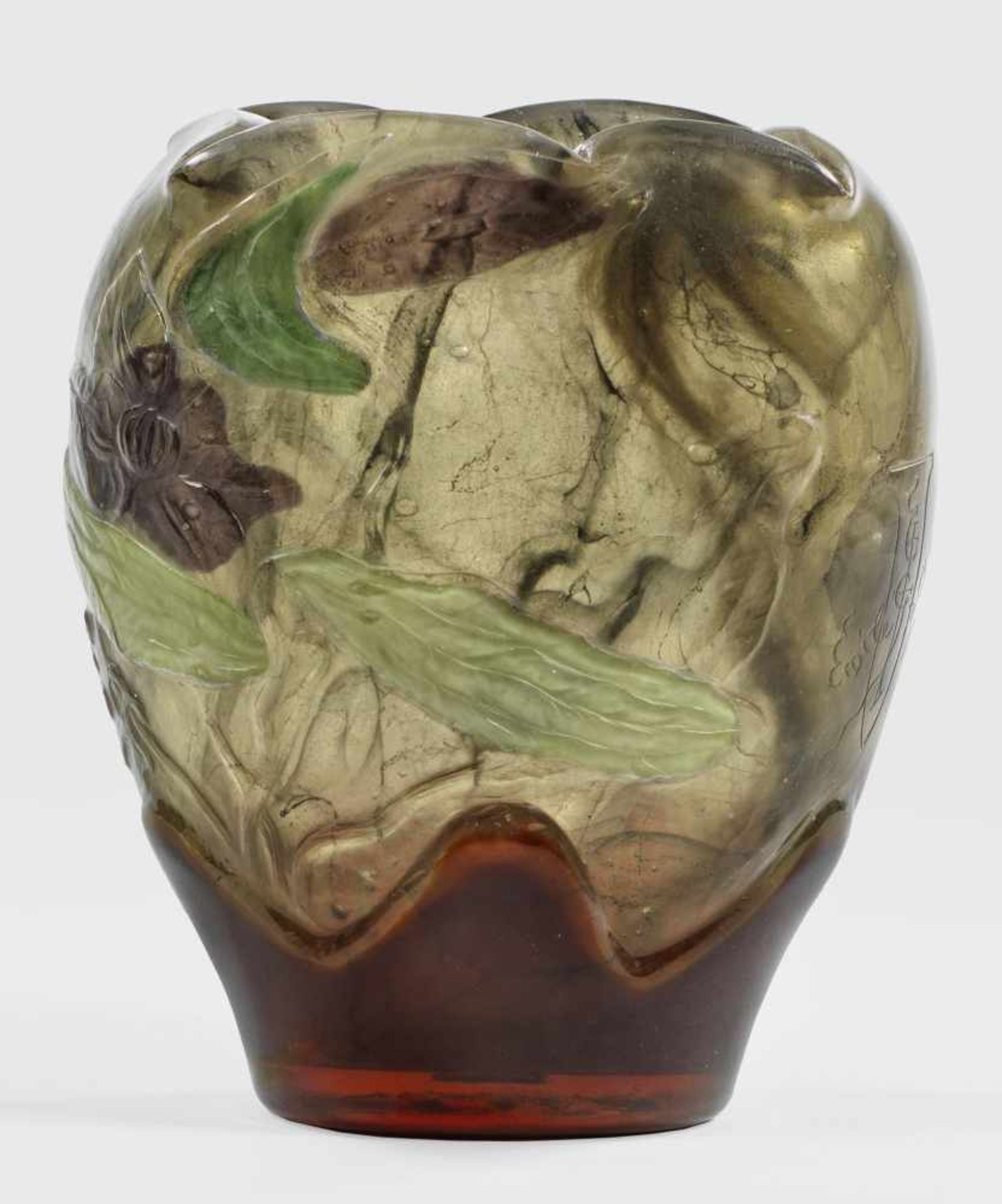 Bedeutende Marqueterie-Vase mit geschnittenem