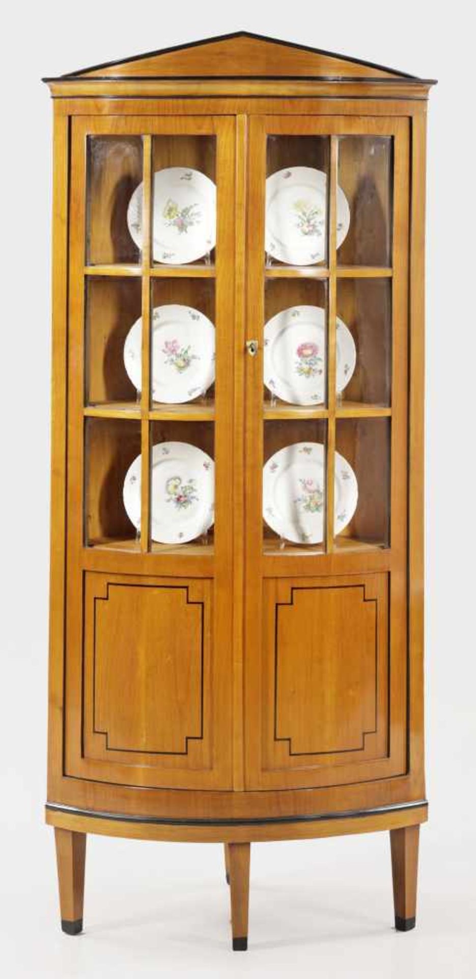 Biedermeier-Eckvitrinenschrank